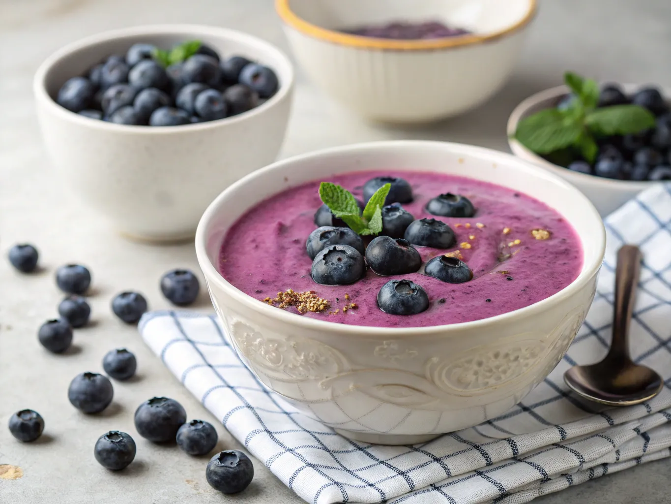 Mustikkasmoothie kulhossa